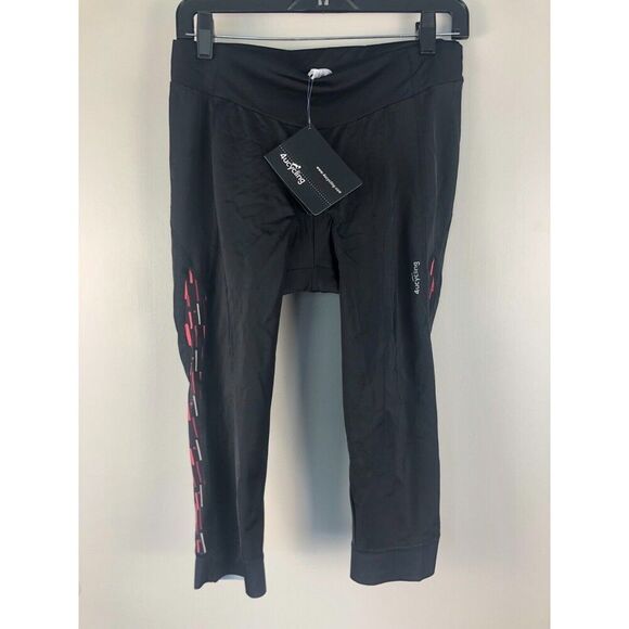 NWT 4ucycling Sz XL Women's Padded Cycling Pants Black Reflective Pink Detail - Picture 1 of 12